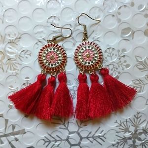 Red tassel earrings